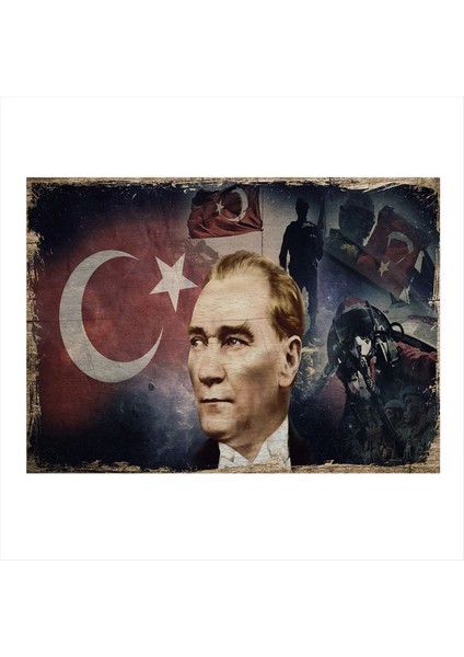Mustafa Kemal Atatürk Hediyelik Ahşap Tablo 50 cm x 70 cm