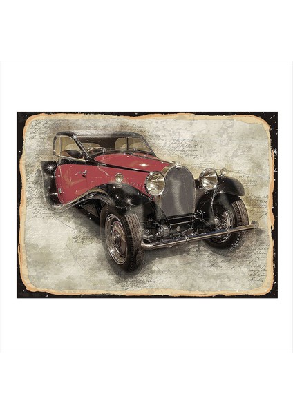 Kırmızı Klasik Araba Modern Ahşap Tablo 50 cm x 70 cm