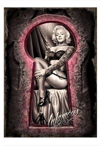 Marilyn Monroe Anahtar Kapı Model Ahşap Tablo 50 cm x 70 cm