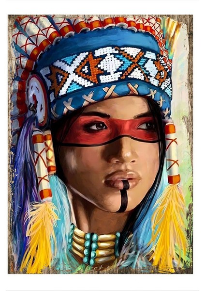 Kızılderili Kadın Art Mdf Poster 50 cm x 70 cm