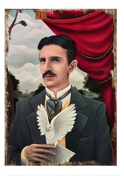 Güvercin ve Adam Art Mdf Poster 50 cm x 70 cm