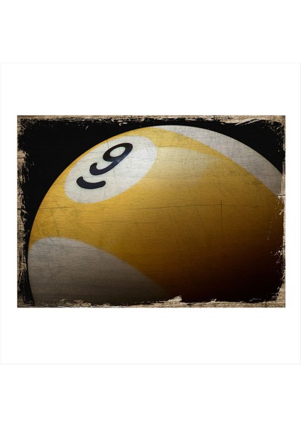 Sarı Bilardo Topu Modern Ahşap Tablo 50 cm x 70 cm