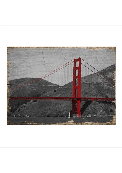 Kırmızı Köprü Hediyelik Ahşap Tablo 50 cm x 70 cm