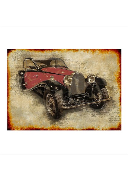 Kırmızı Klasik Araba Hediyelik Mdf Tablo 50 cm x 70 cm