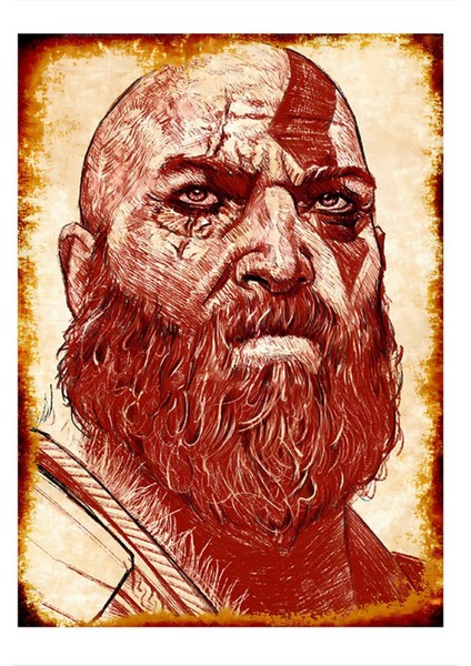 Kratos God Of War Hediyelik Ahşap Tablo 50 cm x 70 cm