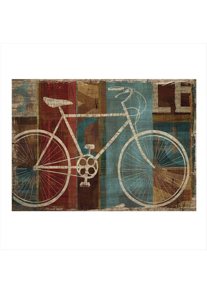 Bisiklet Temalı Model Ahşap Tablo 50 cm x 70 cm