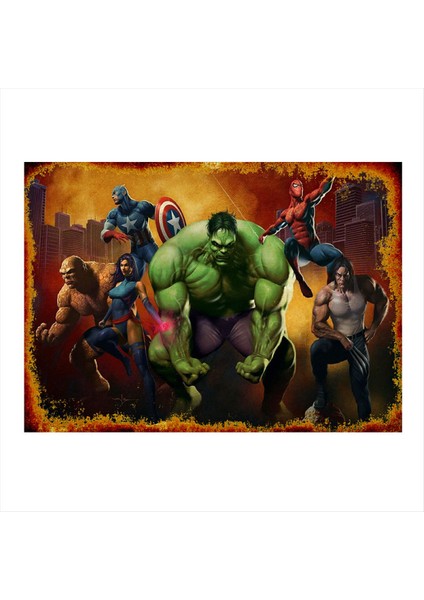 Marvel Kahramanları Tasarım Mdf Tablo 50 cm x 70 cm