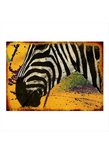 Sarı Fon Zebra Modern Mdf Tablo 50 cm x 70 cm