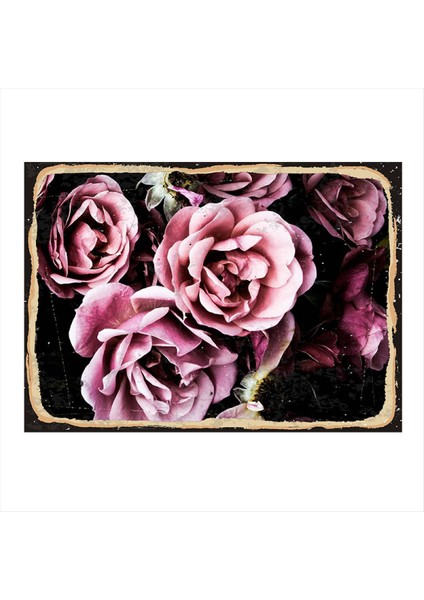 Pembe Güller Hediyelik Ahşap Tablo 50 cm x 70 cm