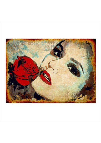 Gül ve Kadın Dekoratif Mdf Tablo 50 cm x 70 cm