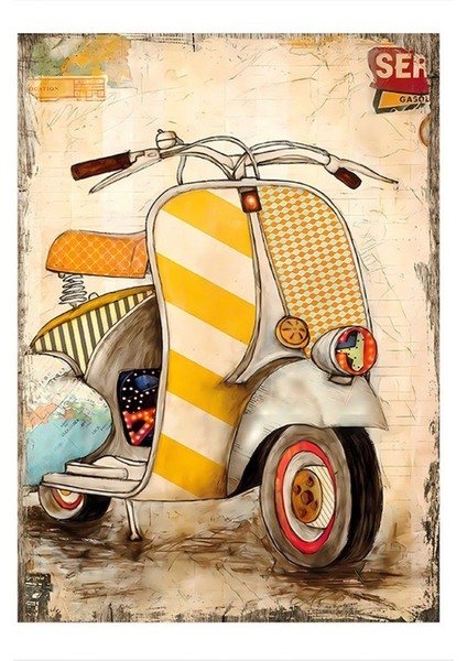 Küçük Motor Hediyelik Mdf Tablo 50 cm x 70 cm