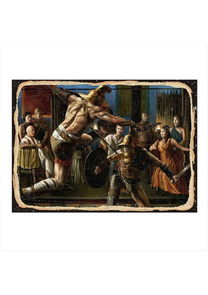 Gladyatör Kavgası Tasarım Mdf Tablo 50 cm x 70 cm