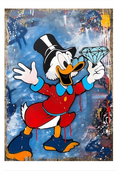 Çizgi Ördek Dekoratif Ahşap Tablo 50 cm x 70 cm