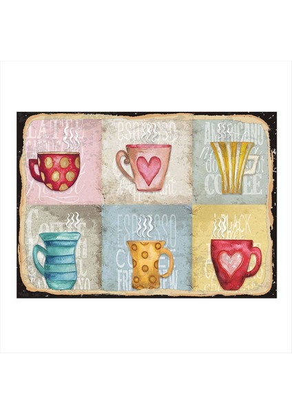 Renkli Bardaklar Hediyelik Mdf Tablo 50 cm x 70 cm