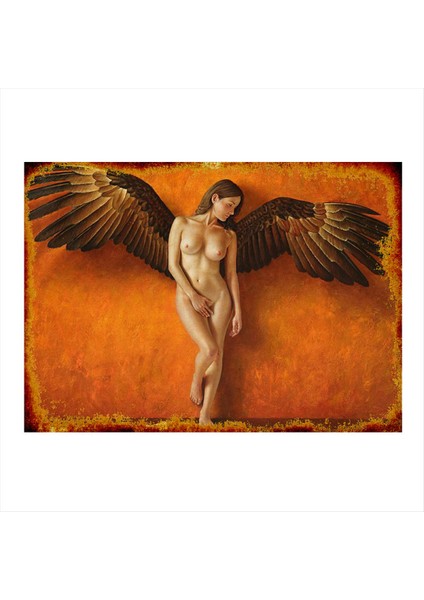Kanatlı Nü Kadın Modern Mdf Tablo 50 cm x 70 cm