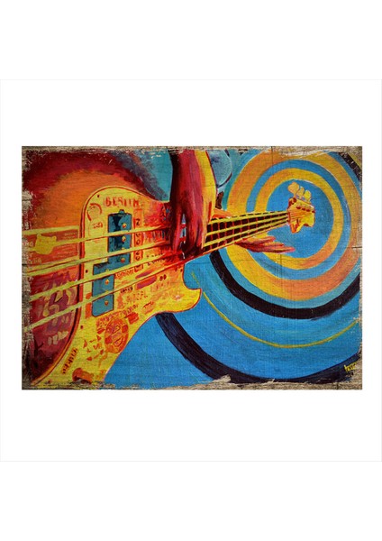 Bas Gitarist Tasarım Ahşap Tablo 50 cm x 70 cm