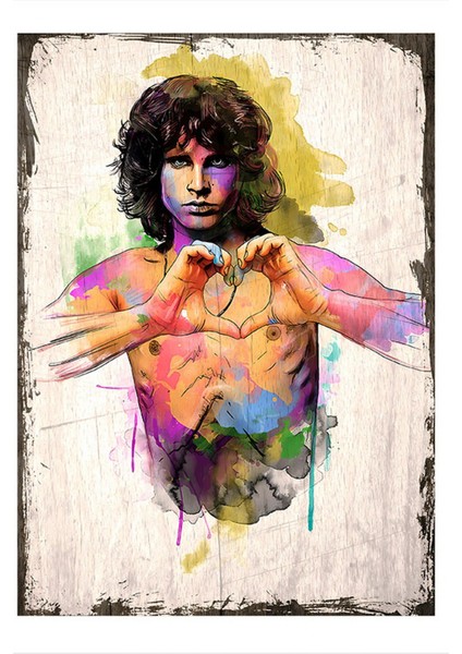 Jim Morrison Kalp Figürü Desenli Mdf Tablo 50 cm x 70 cm