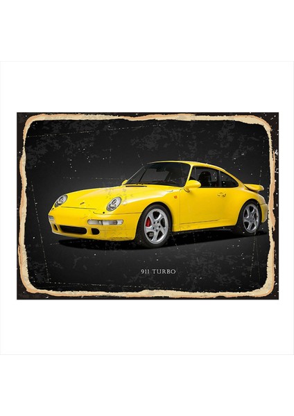 Sarı Porsche Dekoratif Mdf Tablo 50 cm x 70 cm