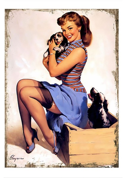 Köpek ve Kadın Mdf Tablo 50 cm x 70 cm