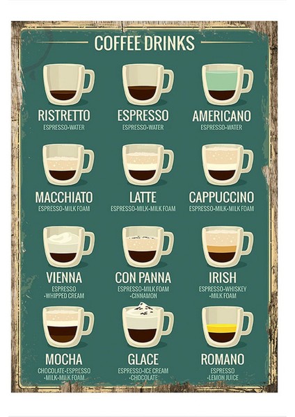 Kahve Tabelası Tasarım Ahşap Tablo 50 cm x 70 cm