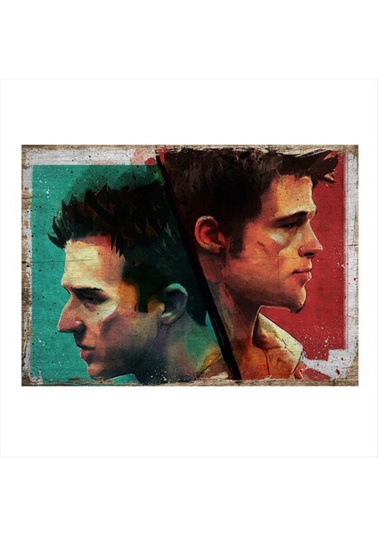 Dövüş Kulübü Model Ahşap Tablo 50 cm x 70 cm