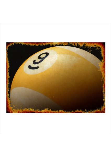 Sarı Bilardo Topu Desenli Mdf Tablo 50 cm x 70 cm
