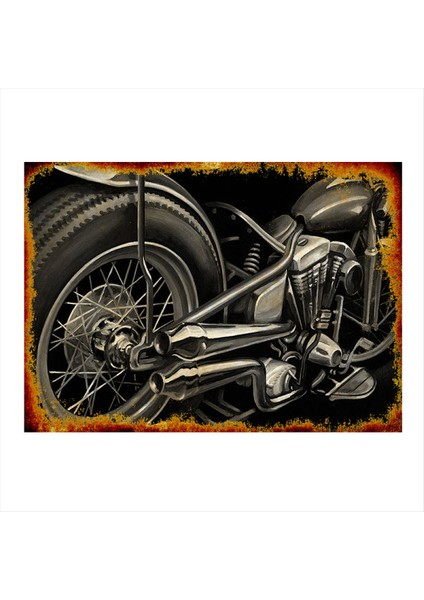 Motosiklet Dekoratif Ahşap Tablo 50 cm x 70 cm