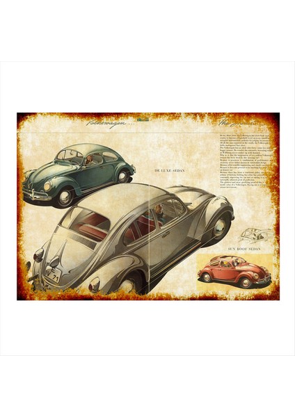 Volkswagen Kaplumbağa Araba Hediyelik Mdf Tablo 50 cm x 70 cm