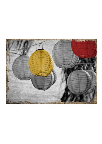 Renkli Işıklar Dekoratif Ahşap Tablo 50 cm x 70 cm