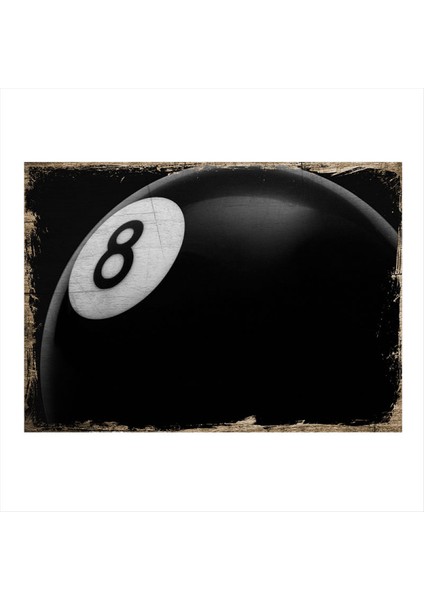 Siyah Bilardo Topu Model Mdf Tablo 50 cm x 70 cm