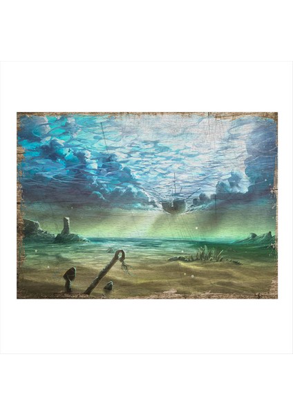 Denizin Dibi Desenli Ahşap Tablo 50 cm x 70 cm