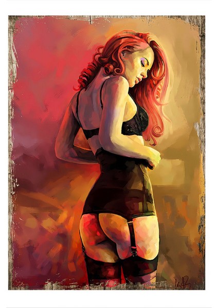 Jartiyer Çoraplı Kadın Tasarım Mdf Tablo 50 cm x 70 cm