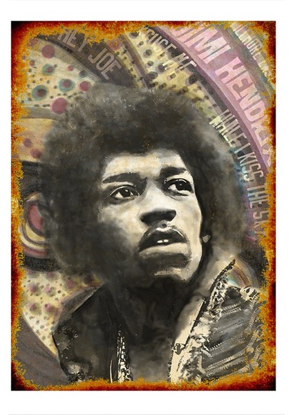 Jimmy Hendrix Art Mdf Poster 50 cm x 70 cm