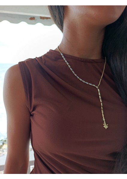 Çelik Altın ve Gümüş Renkli Y Kolye fiyatları