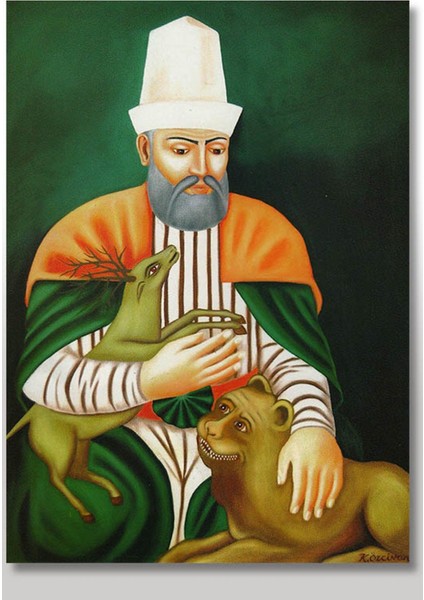 Ahşap Tablo Hacı Bektaş Veli Görseli