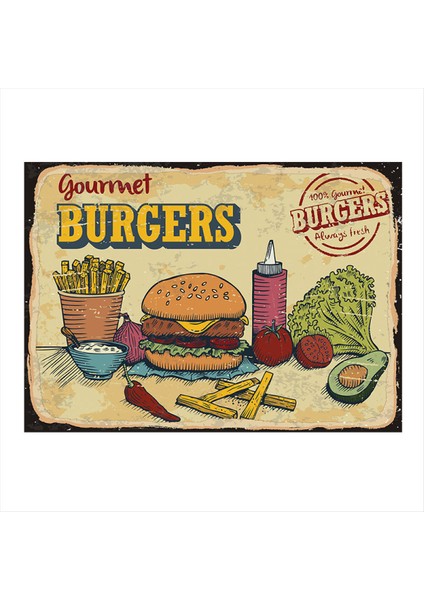 hamburger Menüsü Mdf Tablo 50 cm x 70 cm