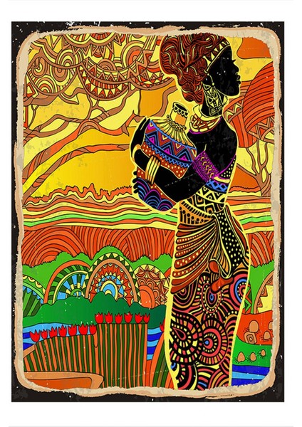 Afrika Temalı Hediyelik Ahşap Tablo 50 cm x 70 cm