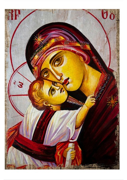 Meryem Ana ve Hz. Isa Dekoratif Mdf Tablo 50 cm x 70 cm
