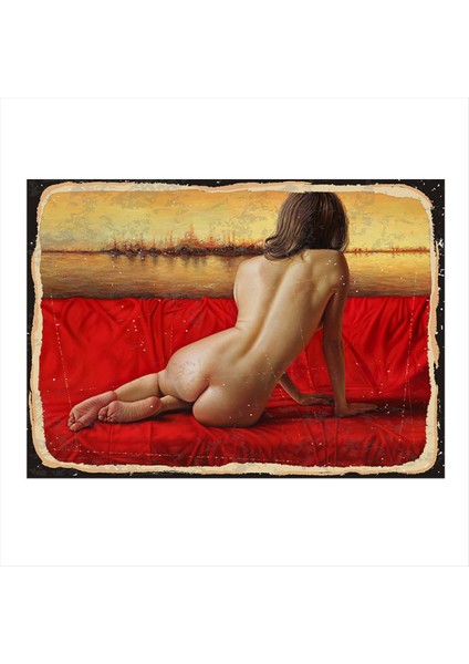 Sırtı Dönük Nü Kadın Tasarım Mdf Tablo 50 cm x 70 cm