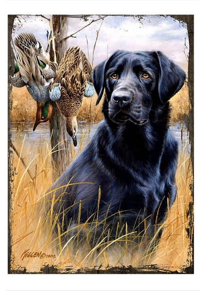 Ahşap Tablo 50 cm x 70 cm Ördek Avı Sanatı