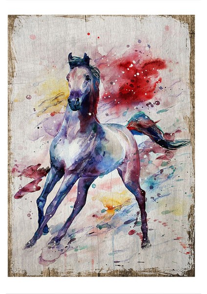 Renkli At Hediyelik Mdf Tablo 50 cm x 70 cm
