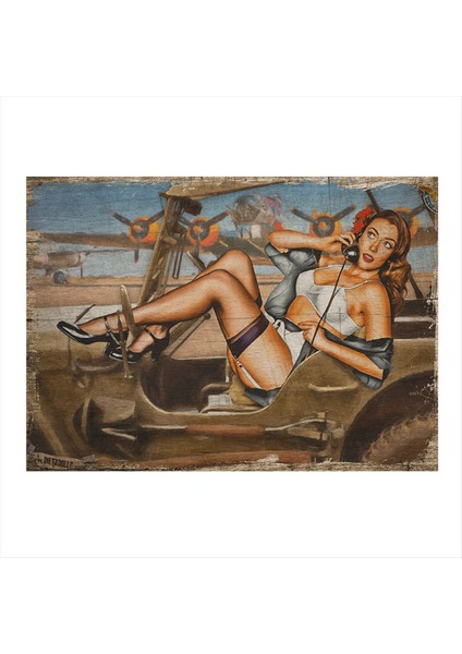 Jeep ve Kadın Mdf Poster 50 cm x 70 cm