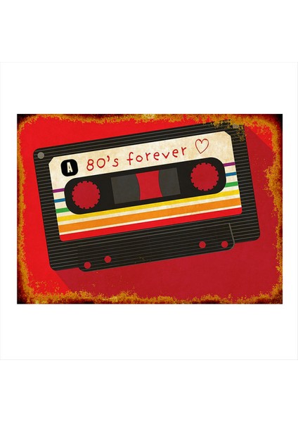 80 Li Yıllar Kaset Tasarım Ahşap Tablo 50 cm x 70 cm