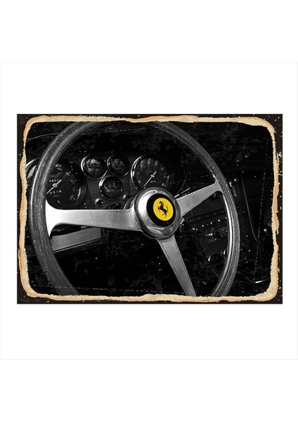 Klasik Ferrari Hediyelik Ahşap Tablo 50 cm x 70 cm
