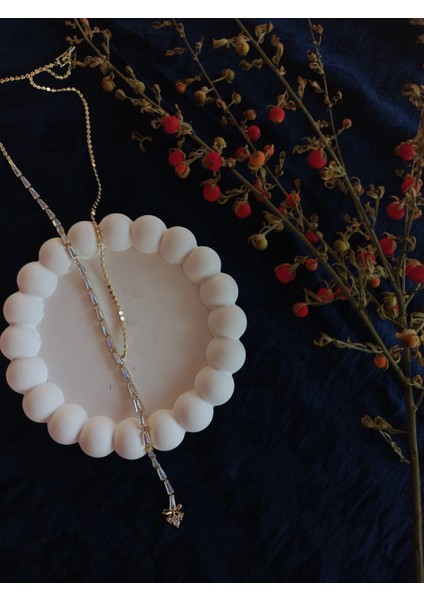 Çelik Altın ve Gümüş Renkli Y Kolye