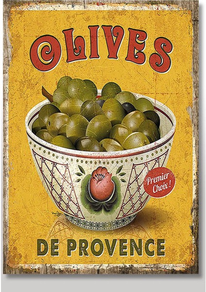 Ahşap Tablo Yeşil Sofralık Zeytin Baskılı 50 cm x 70 cm