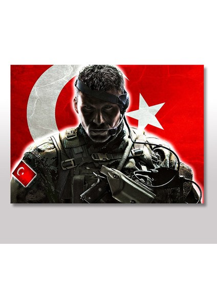 Ahşap Tablo Bordobereli Türk Askeri Görseli