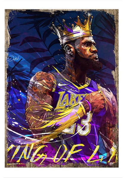 King Of La: Lebron James Dekoratif Mdf Tablo 50 cm x 70 cm