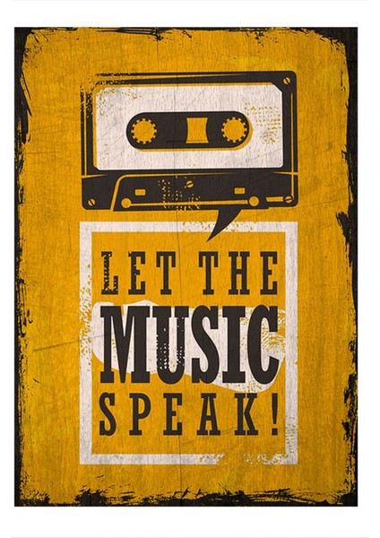 Ahşap Tablo 50 cm x 70 cm Retro Müzik Temalı Afiş
