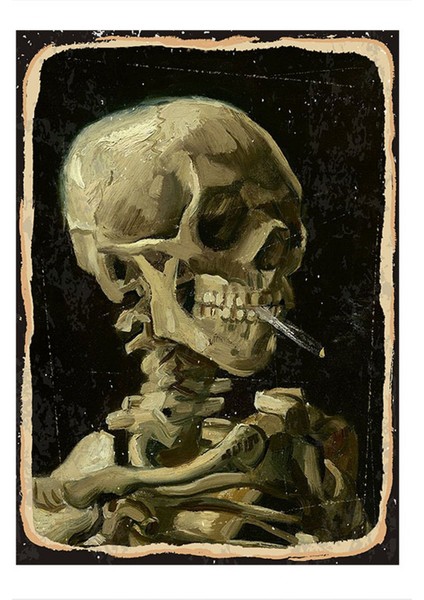 Sigara Içen Iskelet Modern Ahşap Tablo 50 cm x 70 cm